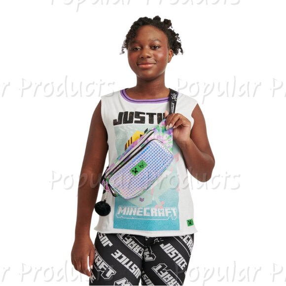Justice Other - Justice | Minecraft Iridescent Pyramid Pixel Printed Sling Bag
